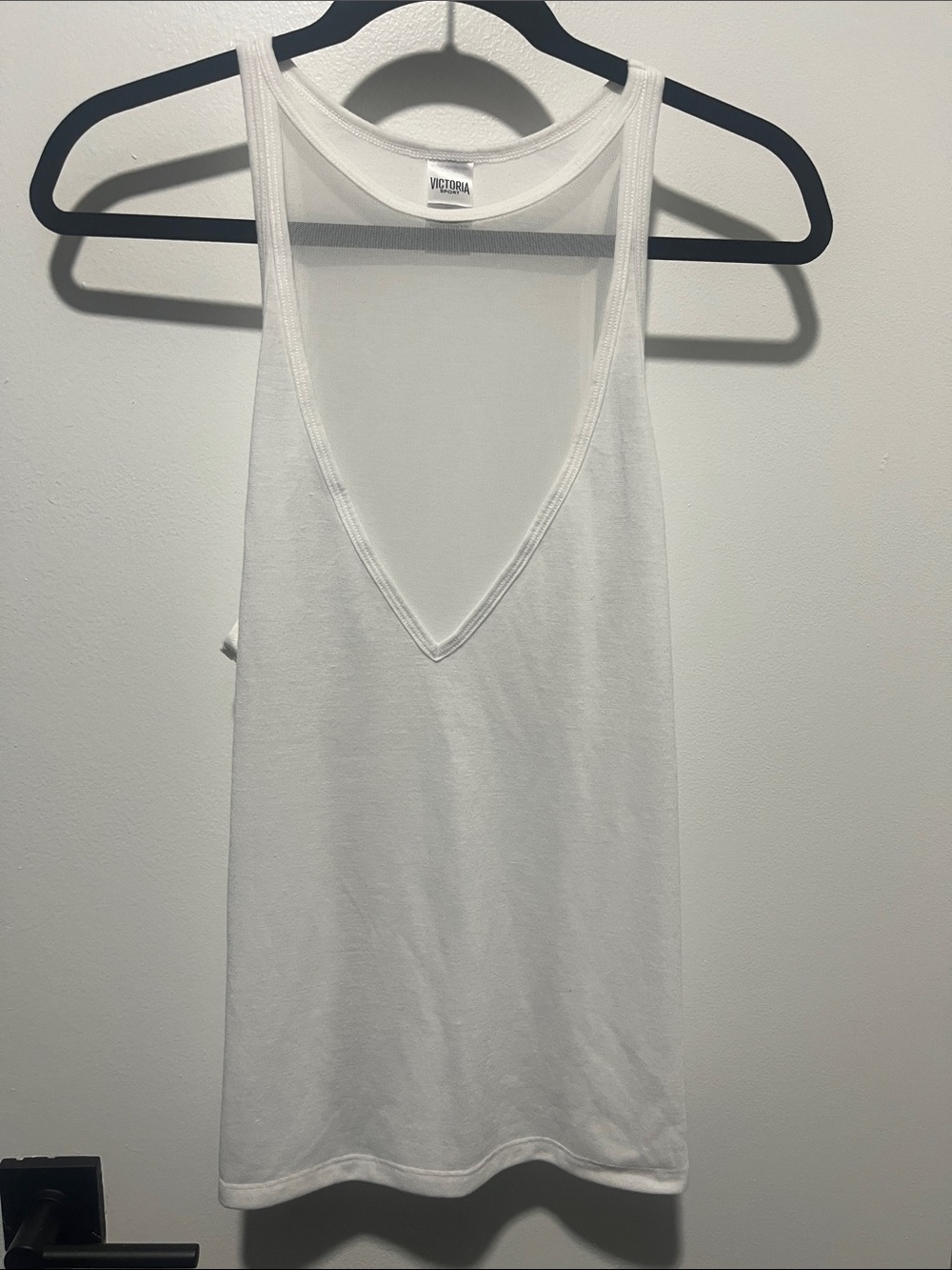 Victoria Deep V Racerback Tank Top in White